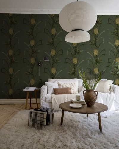 Tapet cu ananas, cu design minimalist și culori vibrante