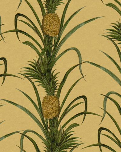 Tapet Pineapple, Sunshine cu ananas pe fundal galben