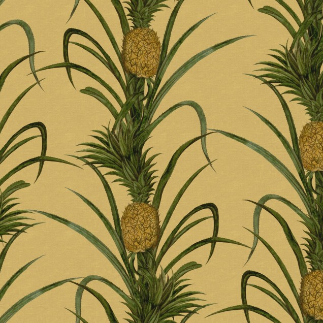 Tapet Pineapple, Sunshine cu ananas pe fundal galben