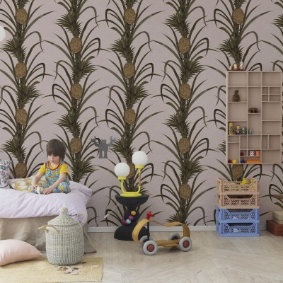 Tapet cu ananas roz pal, Pineapple Soft Pink