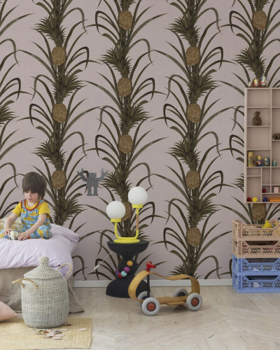 Tapet cu ananas roz pal, Pineapple Soft Pink