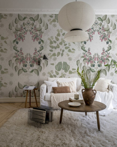 Tapet cu design floral elegant, Lotus, Pastel