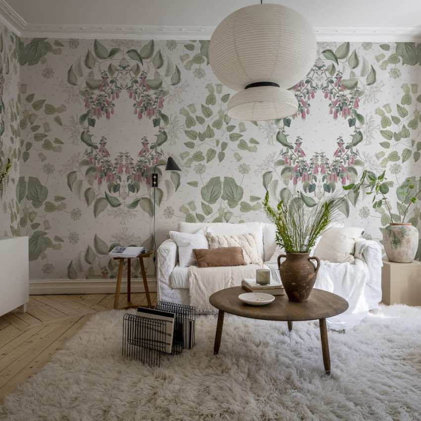 Tapet cu design floral elegant, Lotus, Pastel