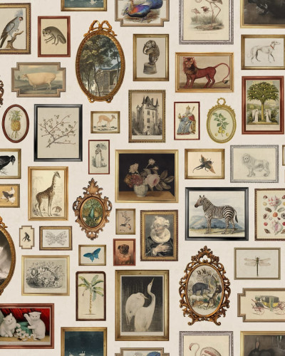 Tapet cu rame vintage bej,  design elegant cu rame clasice