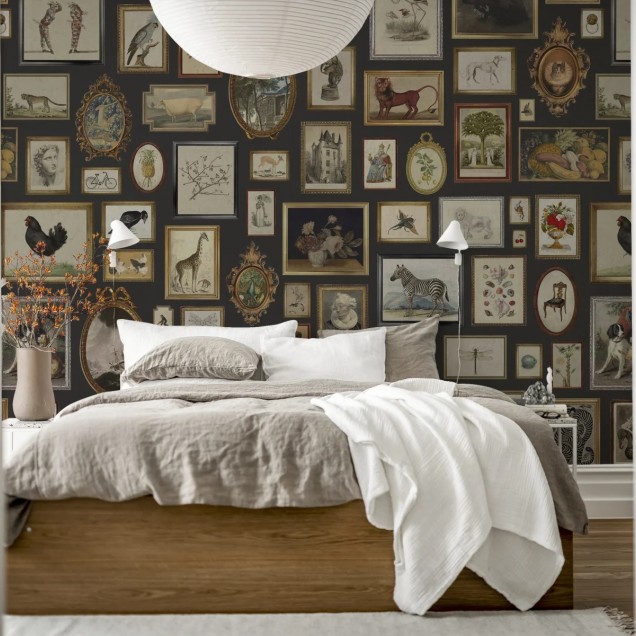 Tapet Vintage Frames Black, cu rame vintage, decor de perete, living modern