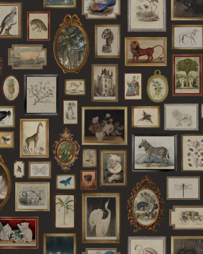 Tapet Vintage Frames Black, cu rame vintage, decor de perete, living modern
