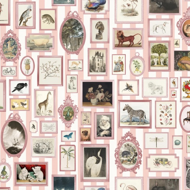 Tapet cu rame vintage, roz