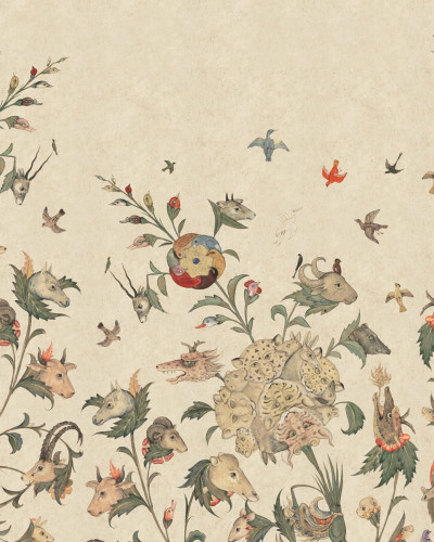 Tapet cu design unic, Quirky World, Day, cu ilustrații care creează o atmosferă magică.