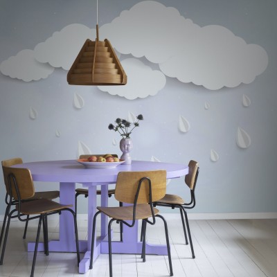 Rain Drops wallpaper - Tapet cu nori pufoși și picături de ploaie