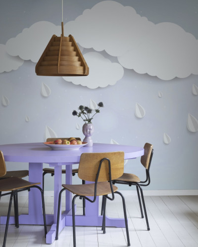 Rain Drops wallpaper - Tapet cu nori pufoși și picături de ploaie