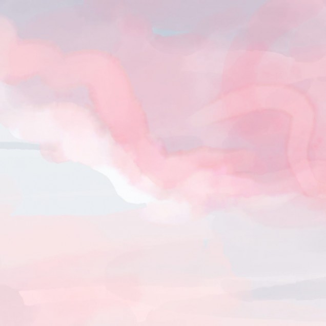 Tapet Pink Sky cu design minimalist de nori în culori pastelate