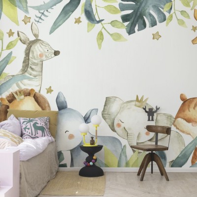 Tapet Animal Friends cu animale simpatice pentru camera copiilor