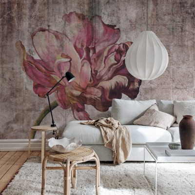 Wallpaper vintage cu o floare de mac.