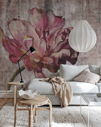 Wallpaper vintage cu o floare de mac.