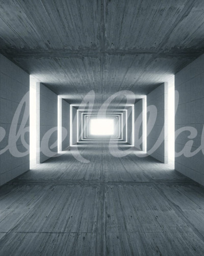 Tapet de perete cu design minimalist, cu un efect geometric, cu o perspectivă a unui tunel de lumină