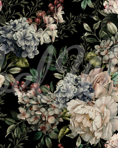 Tapet floral vintage cu flori delicate și culori pastelate.