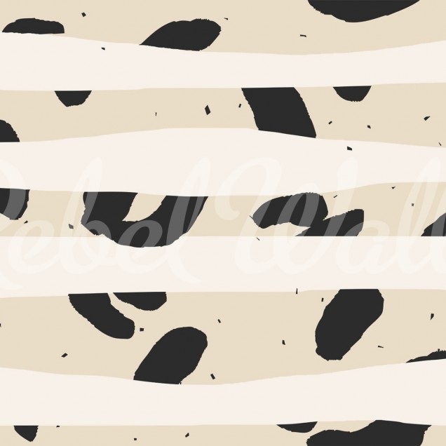 Tapet cu dungi negre si forme geometrice abstracte pe fundal bej