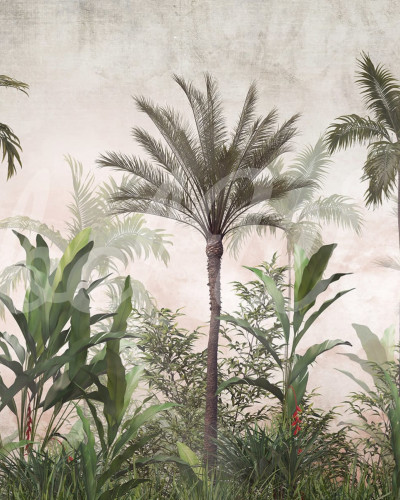 Tapet Smooth Jungle cu palmieri tropicali si frunzis bogat