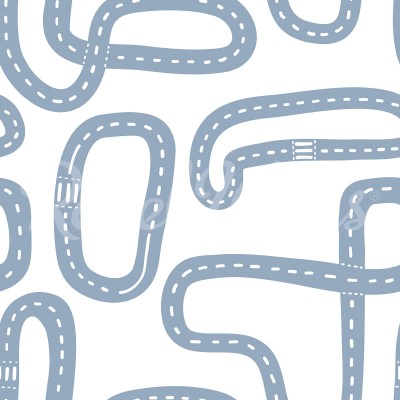 Tapet Race Track, Soft Blue, cu design distractiv de piste de curse