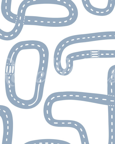 Tapet Race Track, Soft Blue, cu design distractiv de piste de curse