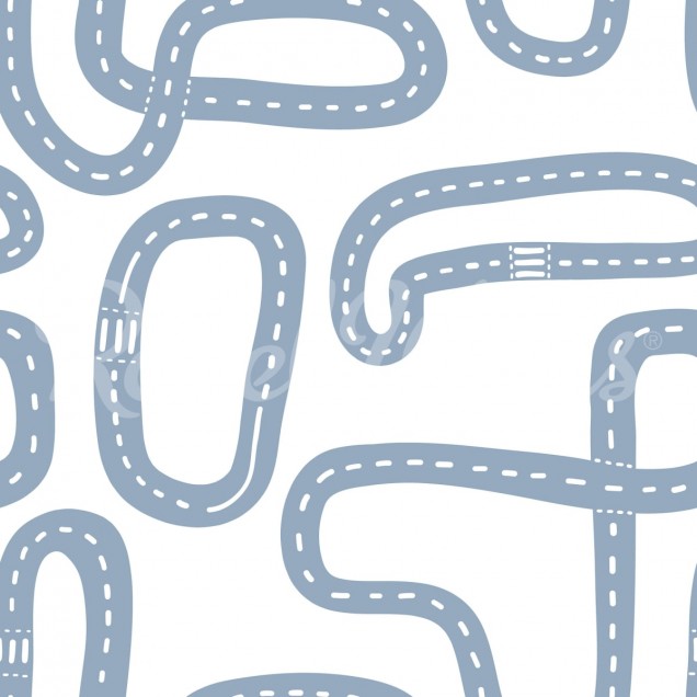 Tapet Race Track, Soft Blue, cu design distractiv de piste de curse