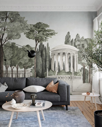 Tapet cu design elegant de grădină italiană.