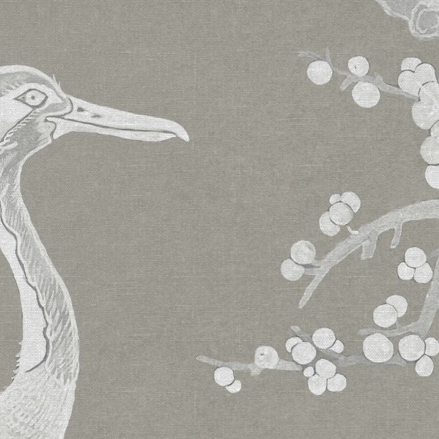 Tapet cu panouri Chinoiserie Lace, cu un design subtil in nuante de gri, ce infatiseaza un design clasic cu motive orientale.