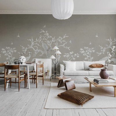 Tapet Chinoiserie Lace, Natural Beige, cu design delicat și elegant, inspirat din motive chinoiserie.