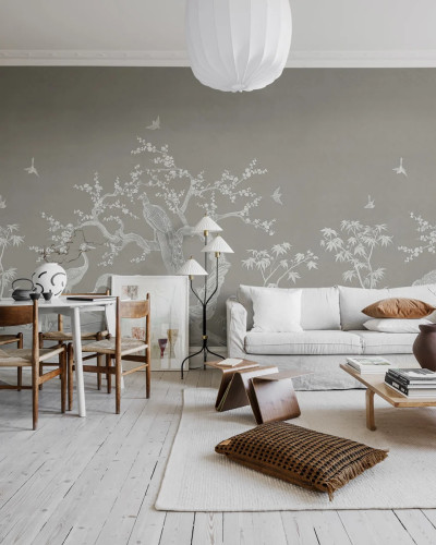 Tapet Chinoiserie Lace, Natural Beige, cu design delicat și elegant, inspirat din motive chinoiserie.