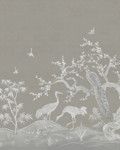 Tapet Chinoiserie Lace, Natural Beige, cu design delicat și elegant, inspirat din motive chinoiserie.