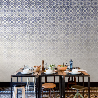 Tapet cu model geometric Musas - Albastru, degrade