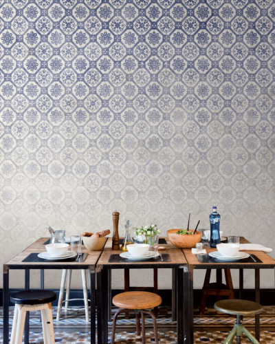 Tapet cu model geometric Musas - Albastru, degrade