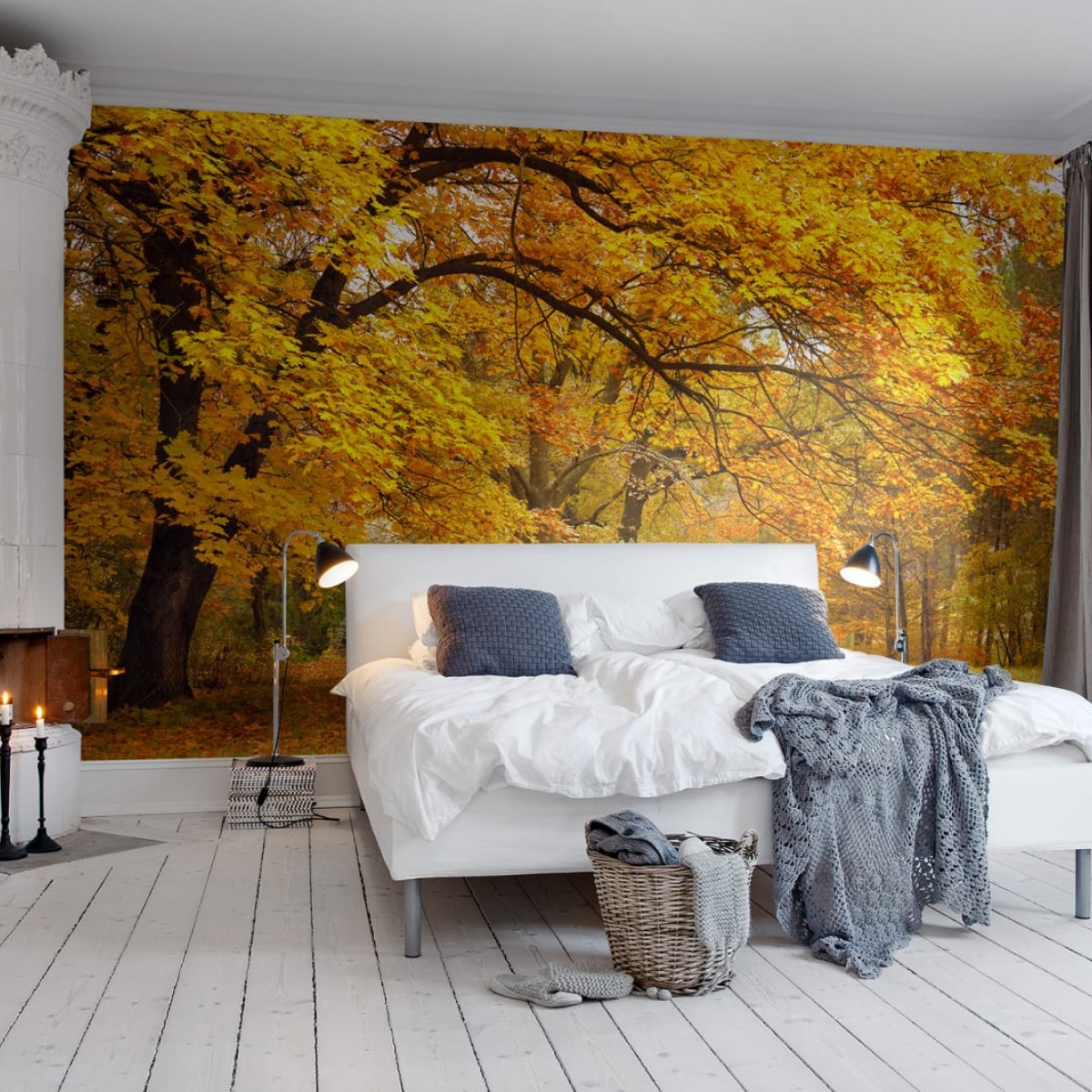 Fototapet Yellow Leafy Trees, personalizat, Rebel Walls, Fototapet dormitor 