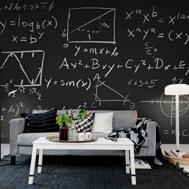 Tapet cu simboluri matematice pe fundal negru