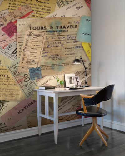 Tapet cu design vintage, inspirat din aventurile de călătorie