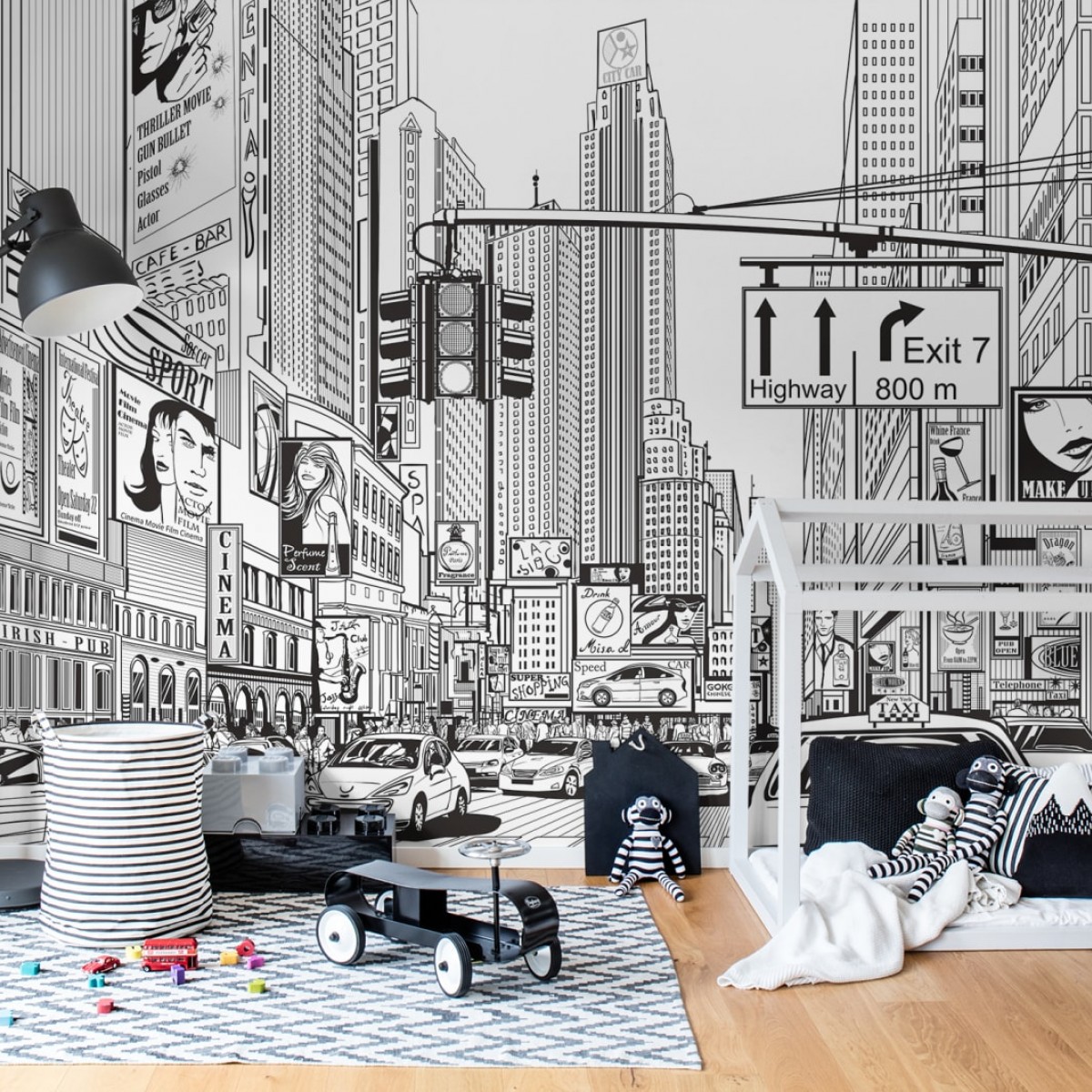 Foto tapet 3D Cartoon City, personalizat, Rebel Walls, Fototapet pentru copii 