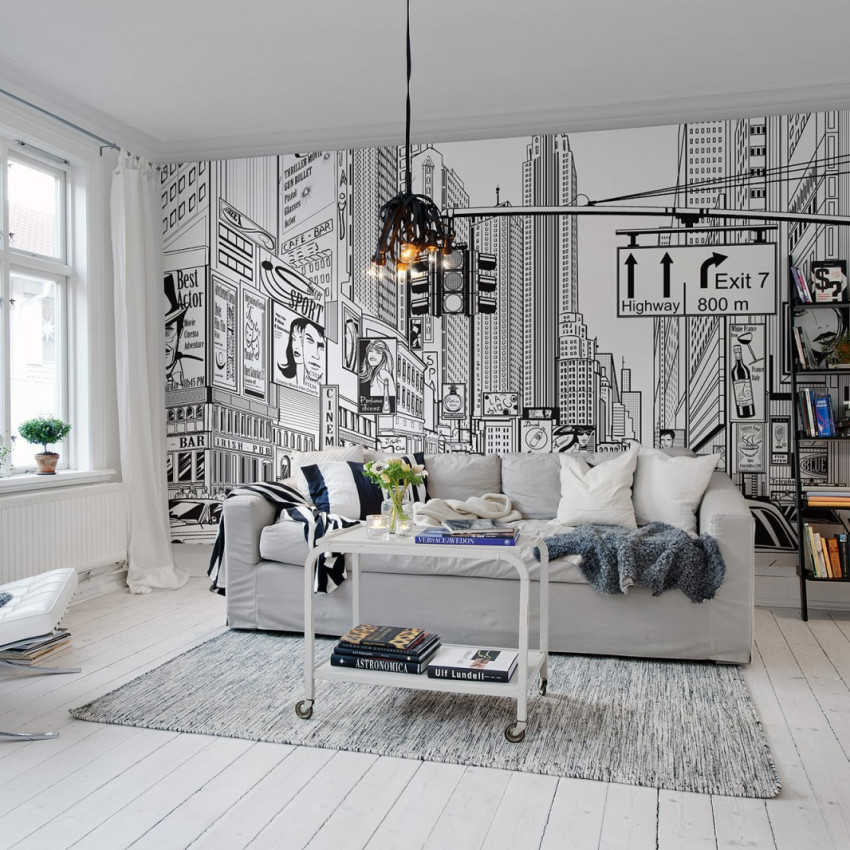 Tapet 3D Cartoon City, Graffiti cu un design modern si vibrant, perfect pentru decorarea unei camere