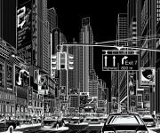 Foto tapet 3D Cartoon City, Black, personalizat, Rebel Walls