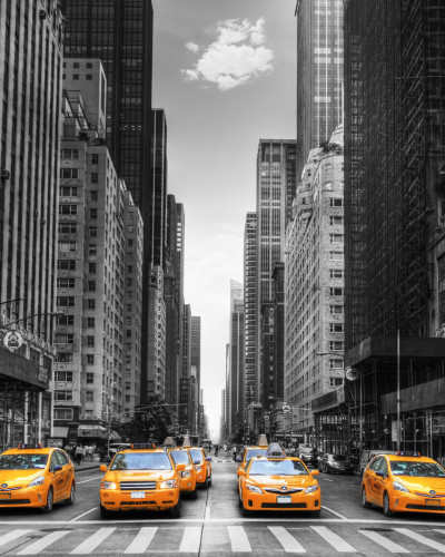 Tapet cu imaginea New York-ului, taxiuri galbene, design modern