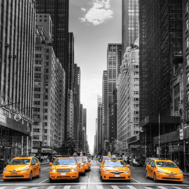 Tapet cu imaginea New York-ului, taxiuri galbene, design modern