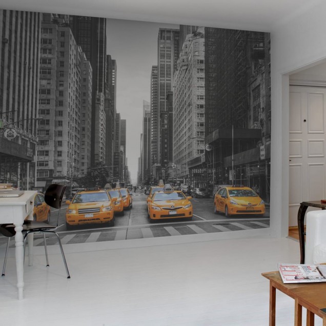 Tapet cu imaginea New York-ului, taxiuri galbene, design modern