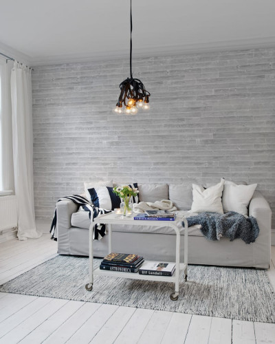 Tapet Pulp White cu textură de cărămidă, modern, gri deschis