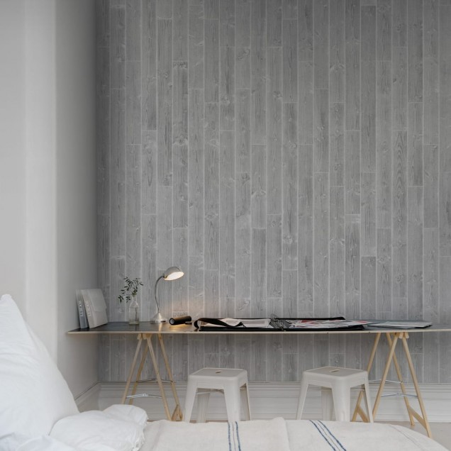 Tapet Pulp White cu textură de cărămidă, modern, gri deschis