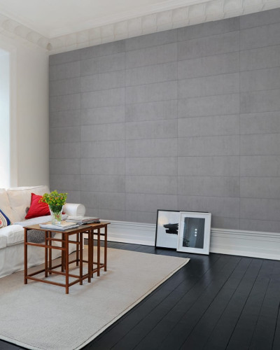 Tapet cu aspect de beton, Rectangular Concrete Tiles, pentru perete