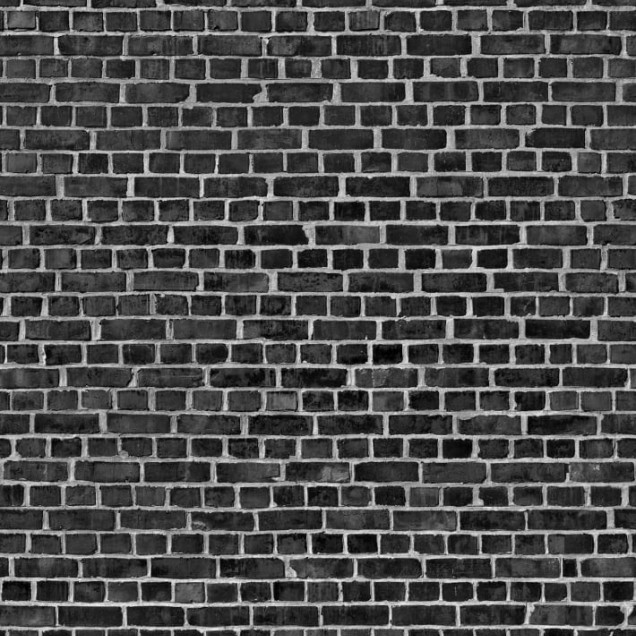 Tapet Brick Wall, Negru, cu aspect de zid de cărămidă, potrivit pentru decorarea unui birou modern.
