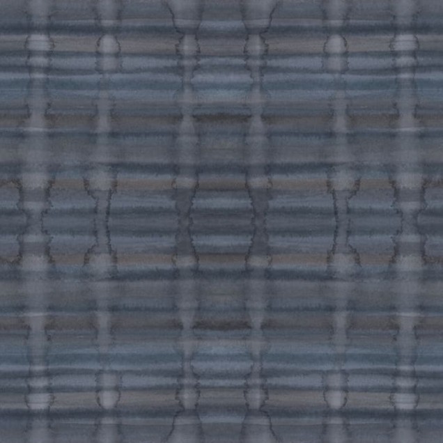 Tapet Watery Wall, Midnight Blue, cu un design geometric in nuante de albastru inchis, intr-un living modern.