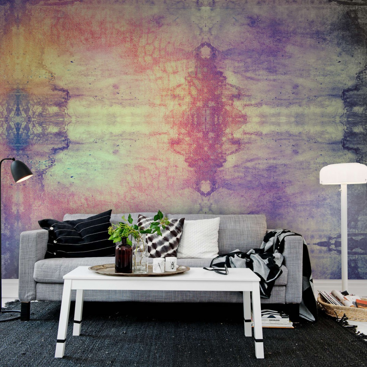 Fototapet Rebel Walls RBW-R11321. Conține culorile: Verde, Verde Monoton, Verde, Verde Pastel, Violet, Violet-Albastru, Albastru, Albastru Noapte, Gri, Gri Quartz