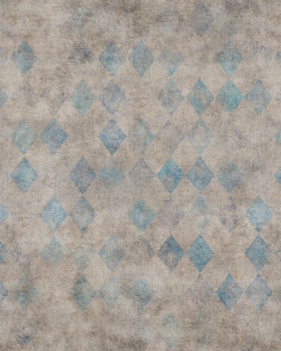 Tapet cu design geometric modern, în nuanțe de gri și albastru, Patinated Diamonds