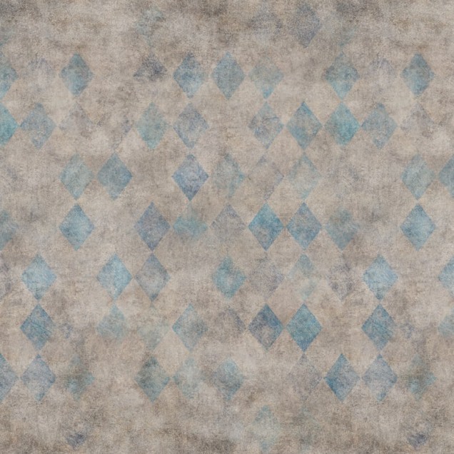 Tapet cu design geometric modern, în nuanțe de gri și albastru, Patinated Diamonds