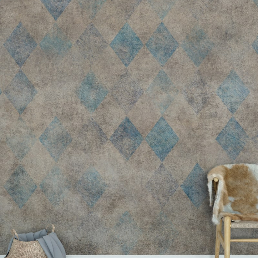 Tapet cu model geometric elegant, inspirat de diamante, perfect pentru a crea un aspect modern si sofisticat. Tapetul are un efect subtil de patina, care ii confera un aspect vintage.